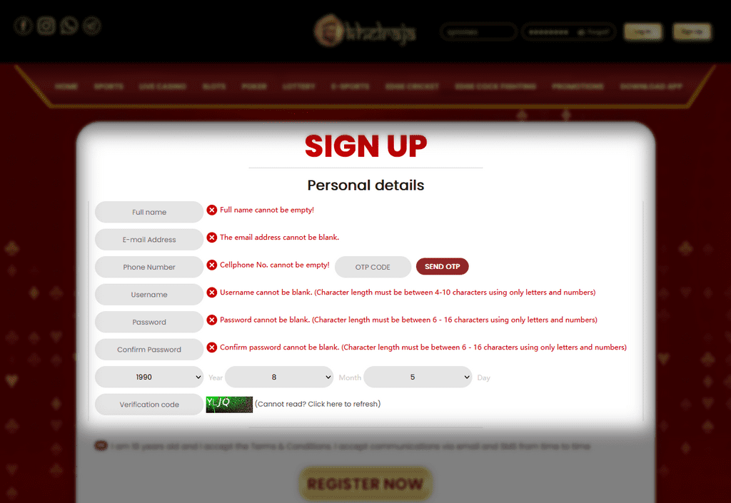 The simplicity of Khelraja casino registration is another positive thing about this gambling venue.